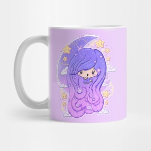 Cute dreamy bubble head girl in kawaii style Mug